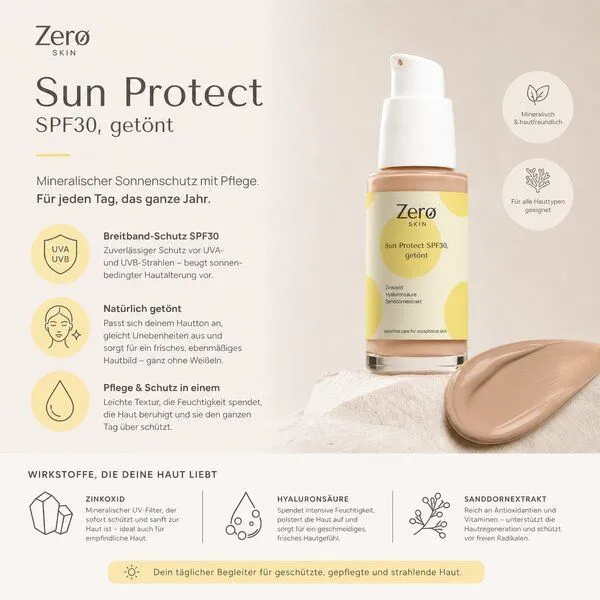 Zero Skin Zero Skin Sun Protect SPF30, getönt - 30 ml, pflegt, schützt mit ebenmäßigem Finish – Produktbild 3 von 4