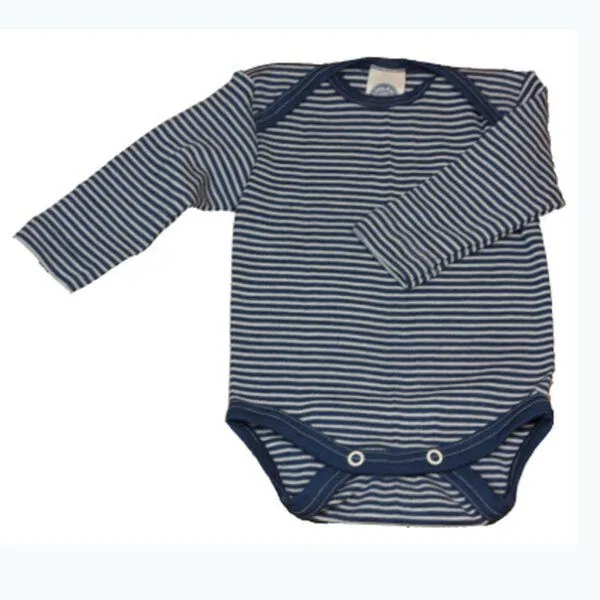 Cosilana Cosilana Baby-Body Langarm Wolle Seide, Marine -geringelt, – Produktbild 1 von 1