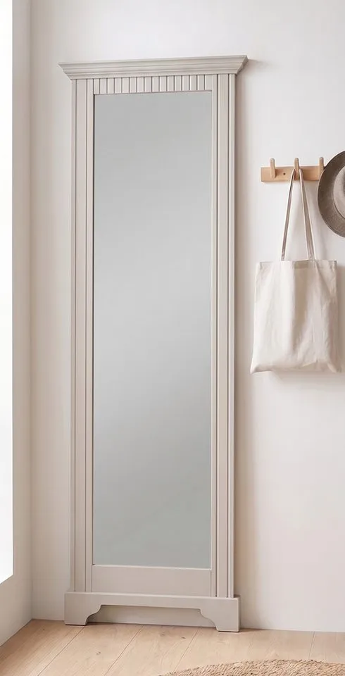 OTTO home Spiegel Rustic, Garderobenspiegel, Landhausstil, Rahmen in Kiefer massiv, Höhe 190 cm, mit Zierfräsungen, Beige, – Produktbild 2 von 8