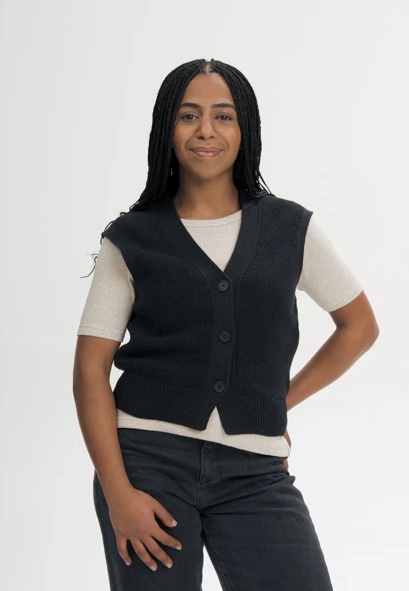MELA Rippstrick Weste Modell: Bhoja, Black, – Produktbild 1 von 2