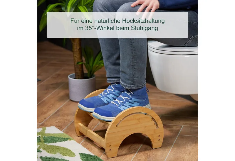 RELAXDAYS RELAXDAYS Badhocker Verstellbarer Toilettenhocker aus Bambus (1 St), Braun, – Produktbild 2 von 5