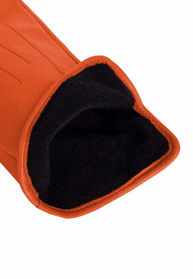 KESSLER Lederhandschuhe Style Carla (Paar, 1-St., Handschuhe) Leather Working Group zertifiziertes Leder, REPREVE® Fleecefutter, Orange, – Produktbild 3 von 4