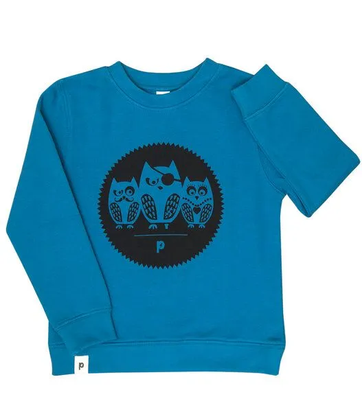 päfjes päfjes Die Eulen 3er Gang - Kinder Bio Sweater - Organic Cotton - Blau – Produktbild 1 von 4
