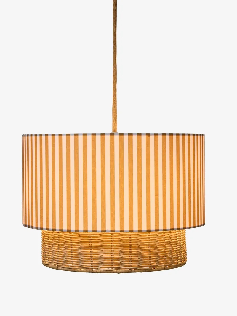Vertbaudet Rattan-Lampenschirm STREIFEN doppellagig Kinderzimmer, Karamell, – Produktbild 3 von 4