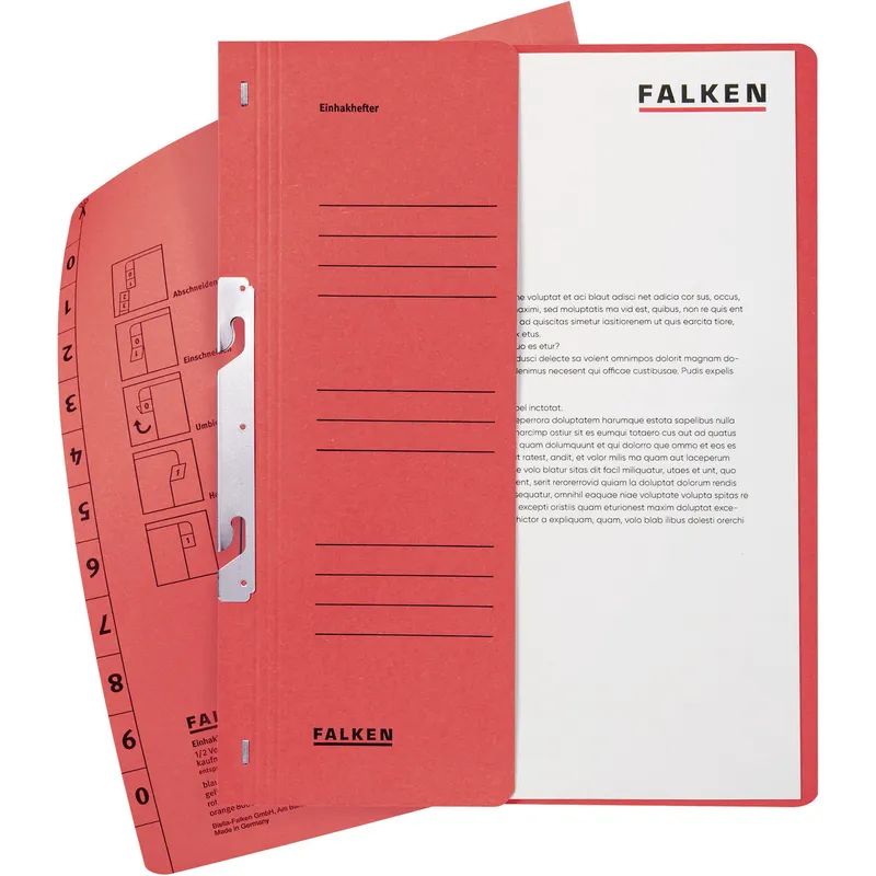 Falken Falken Einhakhefter mit halbem Deckel 250g/m² rot – Produktbild 1 von 3