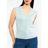 blutsgeschwister Blutsgeschwister "Filigree Frontluke" Top aus Biobaumwolle, Cat's paw petrol (blau), – Produktbild 1 von 1