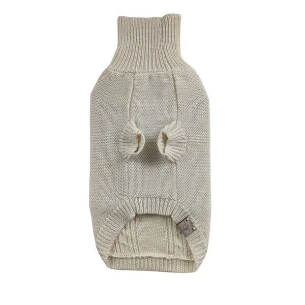 Wooliie Wooliie Natural Rift – Hundepullover aus 100 % Merinowolle mit Zopfmuster in Naturfarbe – Produktbild 2 von 4