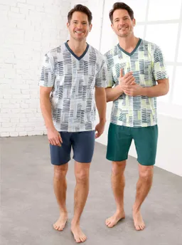 wäschepur men Shortys ecru-dunkelblau + ecru-petrol – Produktbild 1 von 1