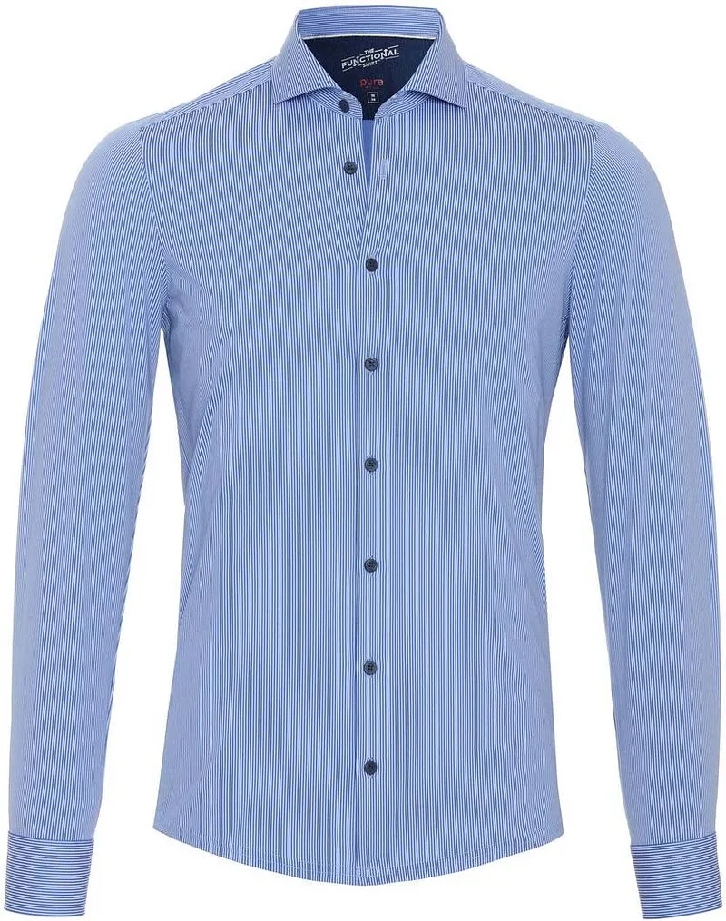 Pure Pure Functional Shirt Streifen Navy - Größe 44 (XXL), Blau, – Produktbild 2 von 3