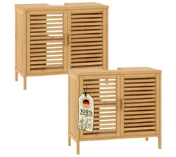 Bellamio Waschbeckenunterschrank Newa, Badezimmerschrank mit zwei Ablagefächern (Spar-Set, 2-St) aus natürlichem Bambus, robst und langlebig – Produktbild 1 von 1
