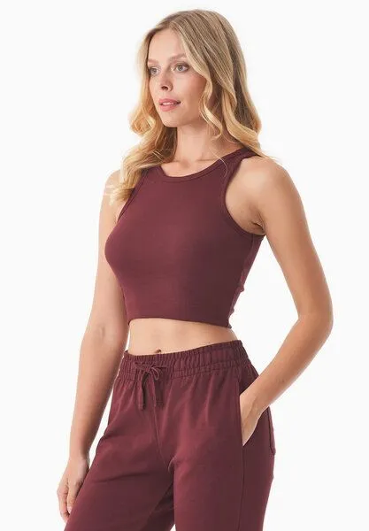 ORGANICATION ORGANICATION SONNIA | Cropped Rib Top aus Bio-Baumwolle, Bordeaux, – Produktbild 3 von 4