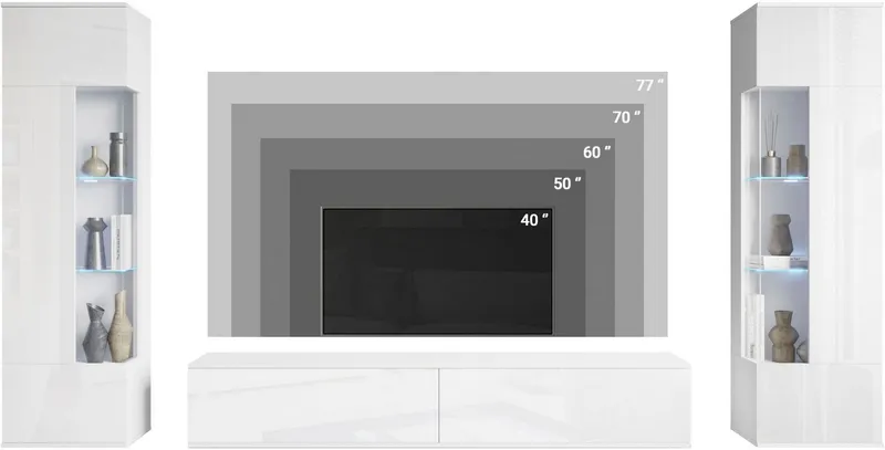 OTTO home Wohnwand Kenia, Vitrine Türanschlag links/rechts wechselbar, (3-St), Vitrinen mit Eckverglasung, hängend und stehend montierbar, Grau, – Produktbild 4 von 5