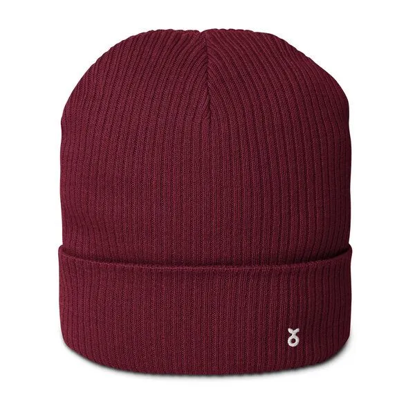 Rippenmütze aus Bio-Baumwolle Unisex - PepMelon weißes Logo, Burgundy (rot), – Produktbild 1 von 4