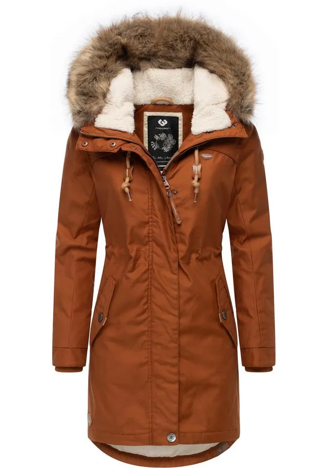 ragwear ragwear Winterjacke Tawny stylischer Winterparka mit großer Kapuze und Kunstfellkragen, Braun, – Produktbild 2 von 4