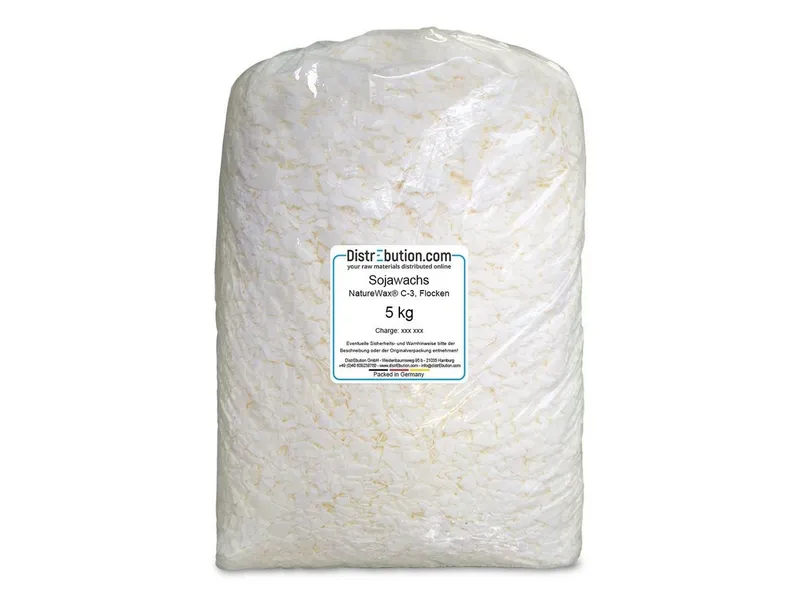 DistrEbution Bastelnaturmaterial Sojawachs C-3 Flocken Naturwachs Kerzenwachs 5 kg, Zur Herstellung von Kerzen in Behältern – Produktbild 2 von 5