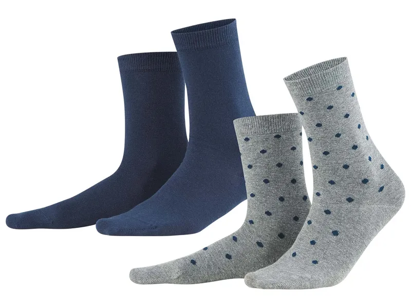 Living Crafts 2er-Paar Living Crafts Bio-Damen-Socken "Bettina" dunkelblau/grau gepunktet, Gr. 39/42 – Produktbild 1 von 1