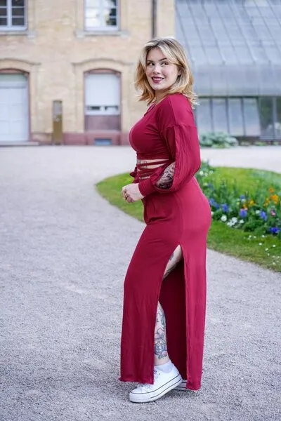 Vivien Joy Vivien Joy High Waist Hose mit Schlitz - Farrah Comfy Pants, Berry (rot), – Produktbild 2 von 4