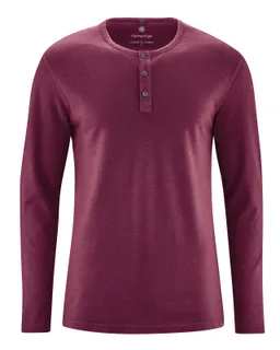 HempAge Hempage Herren vegan Langärmliges Henley Shirt Aus Gebürstetem Stoff Weinrot – Produktbild 1 von 1