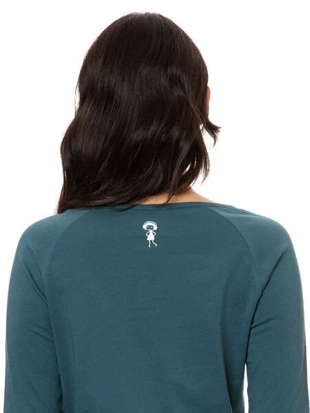 FellHerz FellHerz Damen Raglan Longsleeve Lesepalme atlantic teal aus 100% Biobaumwolle – Produktbild 3 von 3