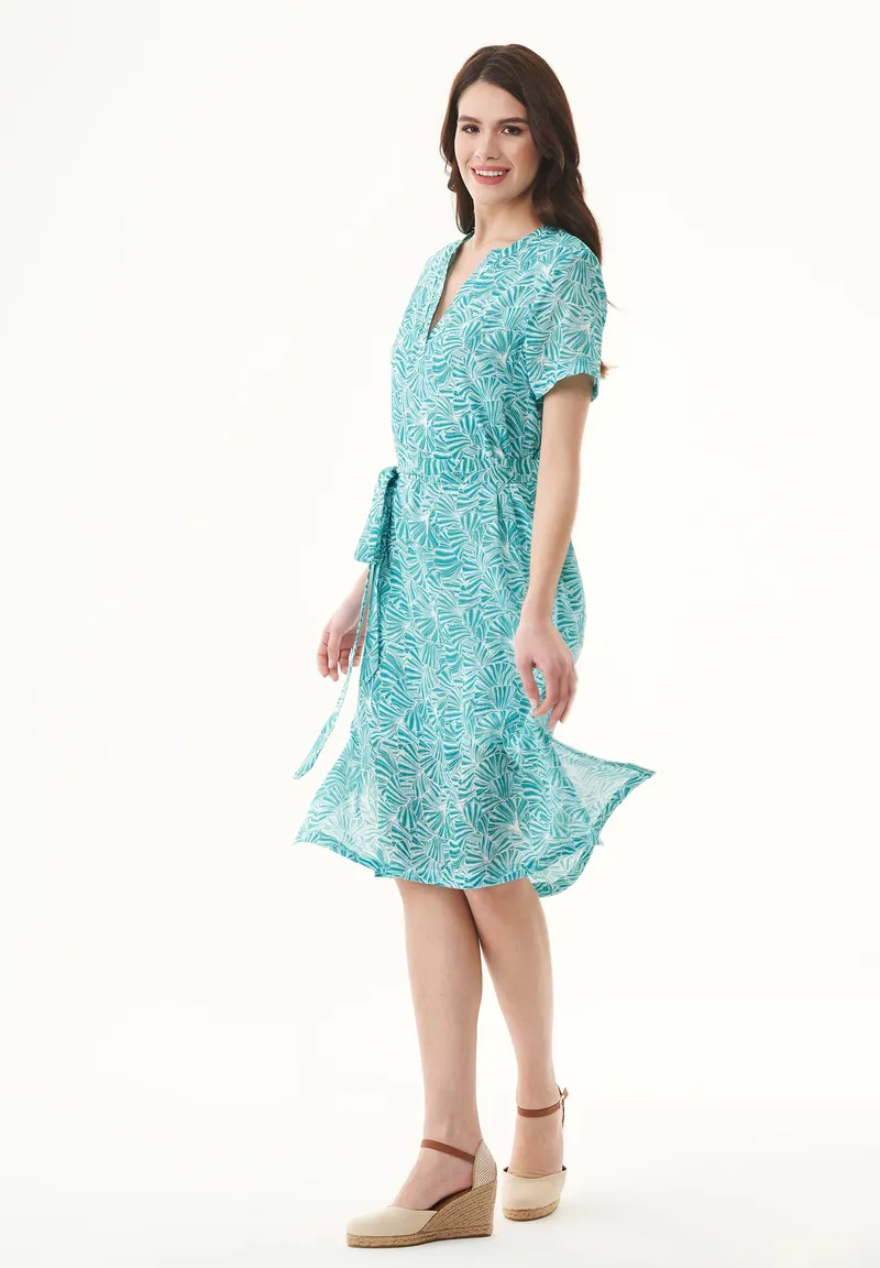 ORGANICATION ORGANICATION Damen vegan Voile Kleid Blume Smaragdblau, Blau, – Produktbild 1 von 2