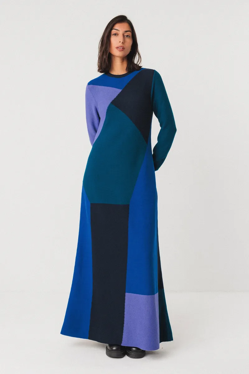 SKFK SKFK Damen vegan Strickkleid Bedia Mehrfarbig, Schwarz, – Produktbild 1 von 2