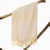 HängemattenGlück HängemattenGlück Hamamtuch/Strandtuch, handgewebt, flauschig, Bio-Baumwolle, GOTS-zertifiziert, 100x180cm, Weiß natura, – Produktbild 1 von 1