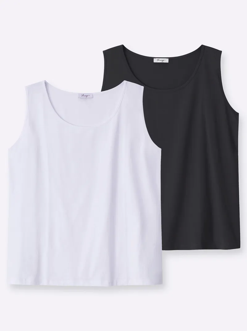 sheego Tanktop schwarz-weiß, Schwarz-weiß, – Produktbild 1 von 2