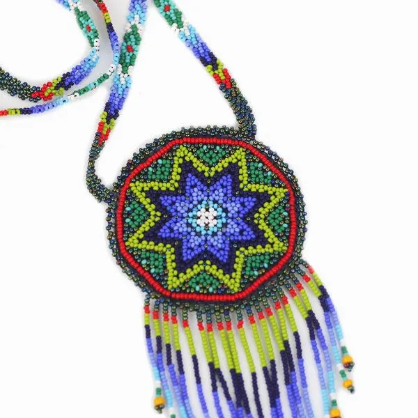 Mitienda Shop Mitienda Shop Huichol Halskette Damen | Retro-Schmuck, Grün/blau, – Produktbild 4 von 4