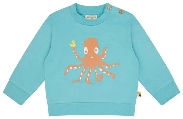 loud + proud loud + proud Babys & Kinder Sweatshirt mit Druckmotiv, GOTS-zertifiziert, Cyan(blau), – Produktbild 2 von 3