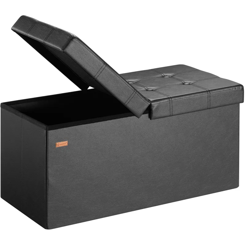Casaria® Sitzbank Schwarz 80x40x40cm mit Stauraum faltbar, Schwarz, – Produktbild 1 von 2