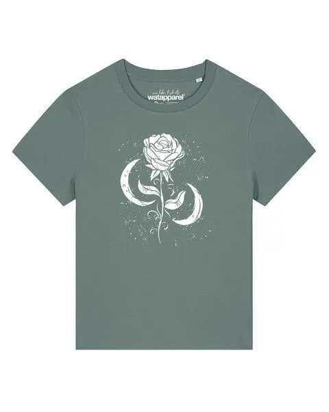 watapparel watapparel T-Shirt Frauen Rose und Mond, Green bay, – Produktbild 1 von 2