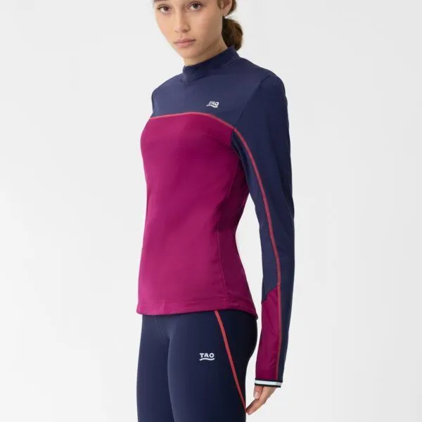 TAO Sportswear TAO Sportswear Atmungsaktives Damen Langarm Laufshirt GAIA mit Stehkragen, Bordeaux, – Produktbild 3 von 4