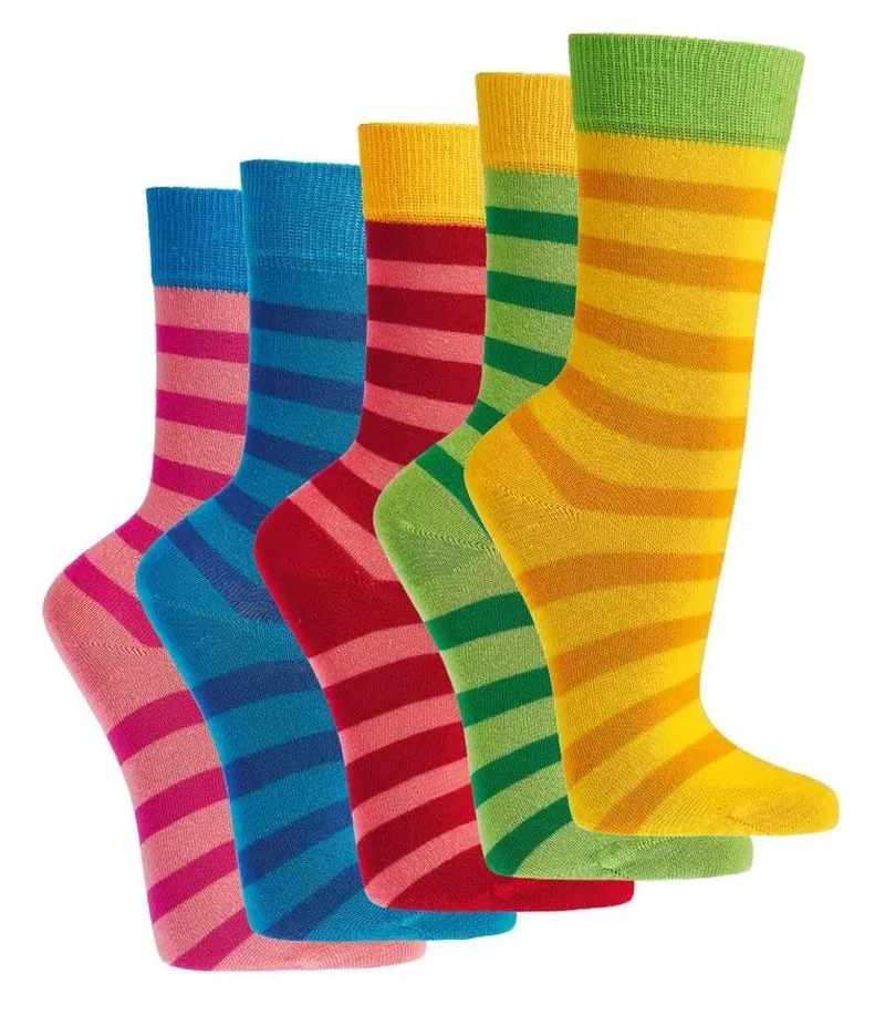 FussFreunde Socken 6 Paar Kindersocken Bio-Baumwolle Ringel für Mädchen & Jungen (6 Paar) buntes Blockstreifen-Design, handgekettelte Naht, Bunt, – Produktbild 2 von 5