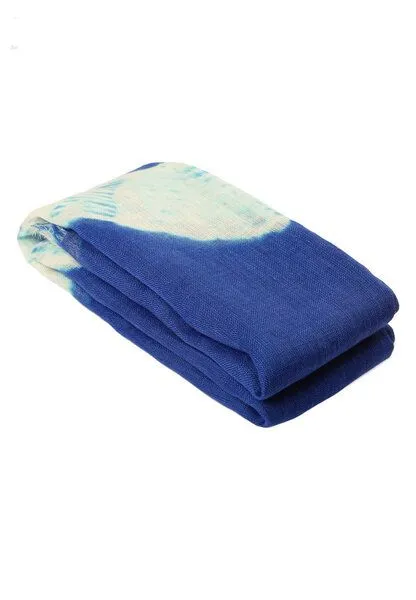 HeritageModa HeritageModa Handgefertigter Damen-Leinenschal, Marrakesch-blau, – Produktbild 4 von 4