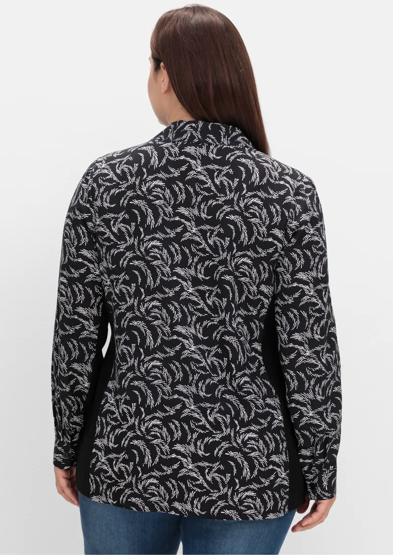 sheego Hemdbluse schwarz-weiß-gemustert, Schwarz-weiß-gemustert, – Produktbild 2 von 2