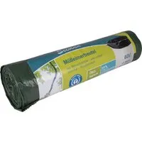 Secolan Secolan Mülleimerbeutel ohne Zugband, 60 Liter, 15 Stück,30 µ, grün/schwarz – Produktbild 1 von 1