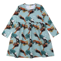 Walkiddy Baby Langarmkleid GOTS zertifiziert, 95% Bio-Baumwolle, blau, „Panda Friends“, weich & elastisch – Walkiddy – Produktbild 1 von 1