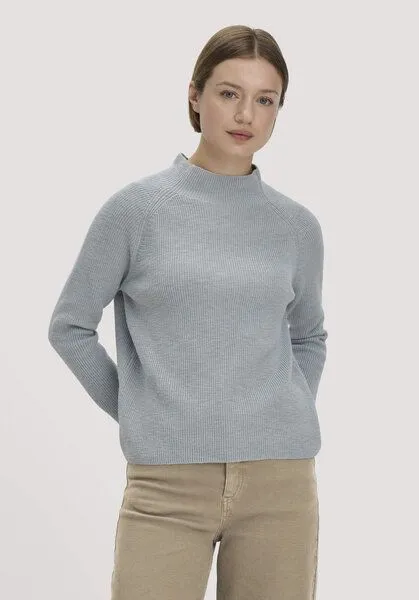 hessnatur hessnatur Strickpullover Relaxed aus reiner Bio-Baumwolle, Nebelblau, – Produktbild 1 von 4