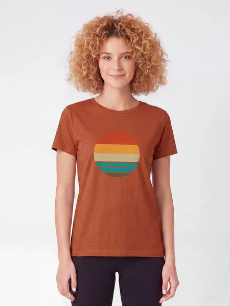 watapparel watapparel T-Shirt Frauen Retro Sunset Ocean, Heritage brown, – Produktbild 2 von 2