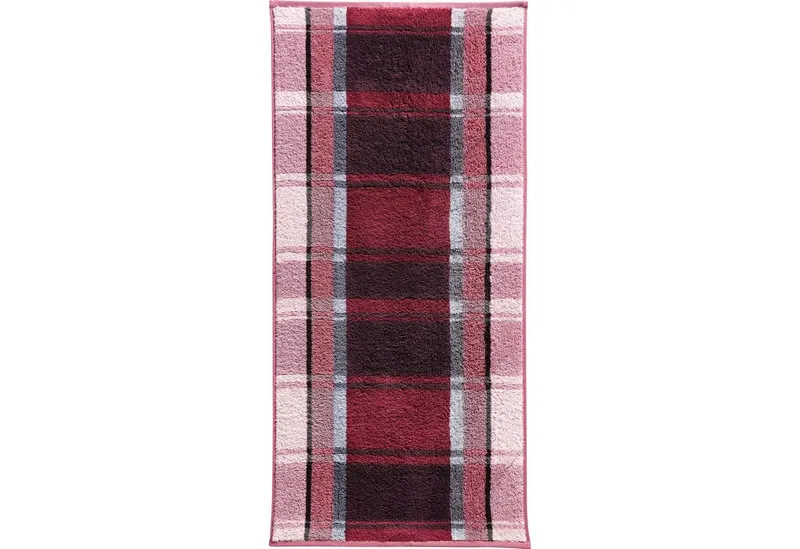 Erwin Müller Handtuch Handtuch "Ludwigsburg" 4er-Pack, Jacquard, Walk-Frottier Uni/Karo/Ornamente, Rot, – Produktbild 2 von 4