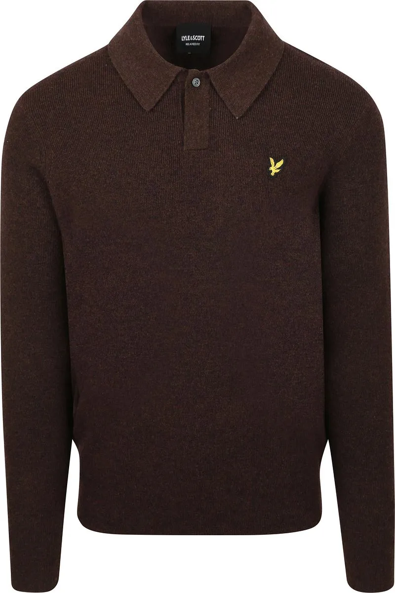 Lyle and Scott Lyle & Scott Longsleeve Poloshirt Lammwolle Braun - Größe S, Braun, – Produktbild 1 von 2