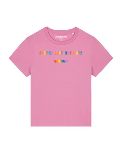 watapparel watapparel T-Shirt Frauen Spread Love not Hate, Bubble pink, – Produktbild 1 von 4