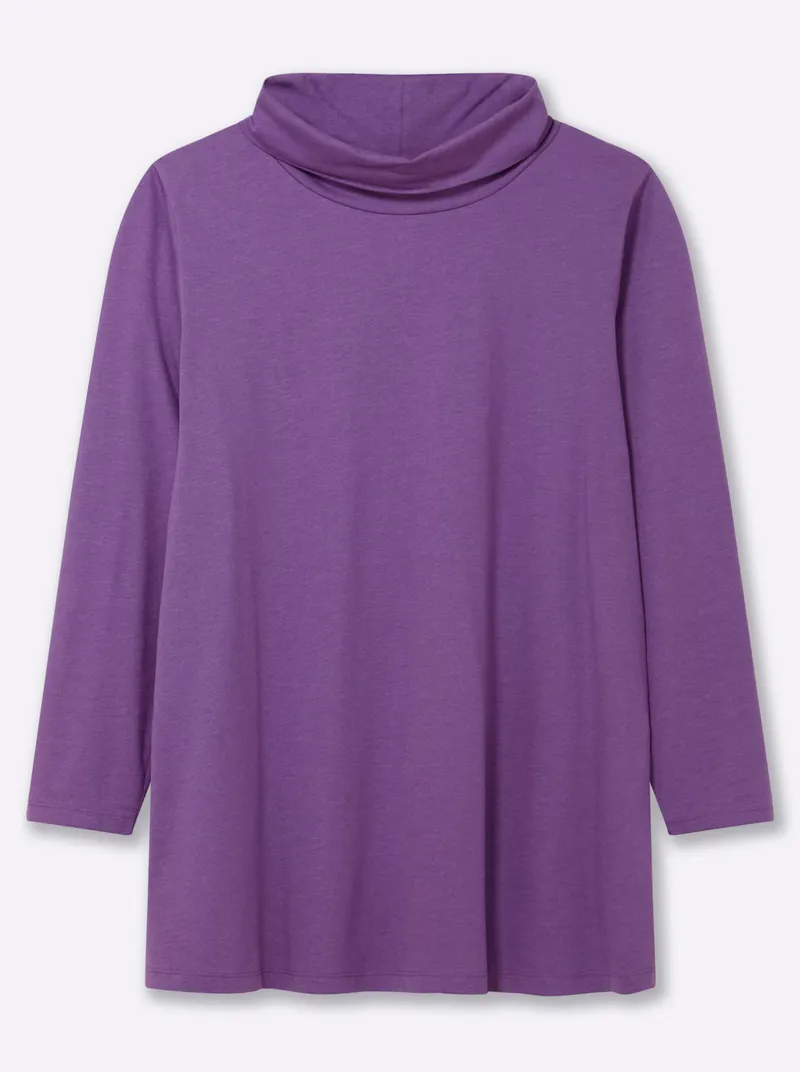 sheego Rollkragenshirt lila-meliert, Lila-meliert, – Produktbild 1 von 2