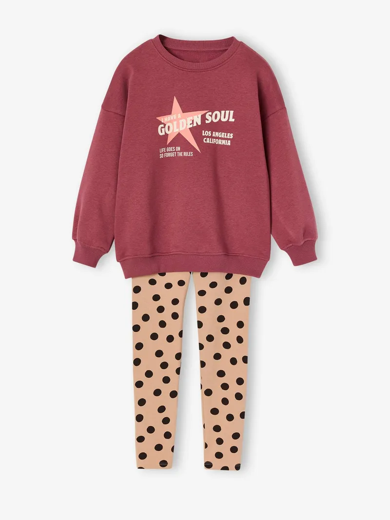 Vertbaudet Mädchen Sweatshirt mit Leggings, Dunkelviolett, – Produktbild 3 von 4