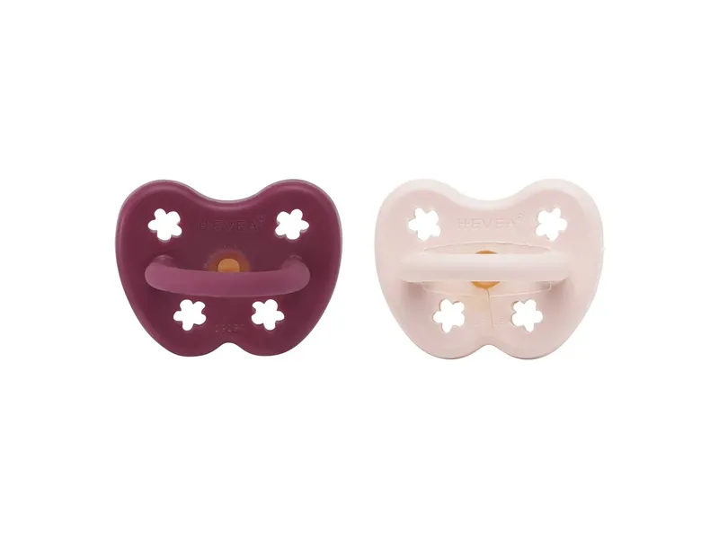 HEVEA HEVEA 2er-Pack Schnuller Powder Pink & Rosewood ab 3 Monate, Naturkautschuk, Blume – Produktbild 1 von 2