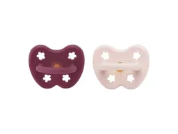 HEVEA HEVEA 2er-Pack Schnuller Powder Pink & Rosewood ab 3 Monate, Naturkautschuk, Blume – Produktbild 1 von 1