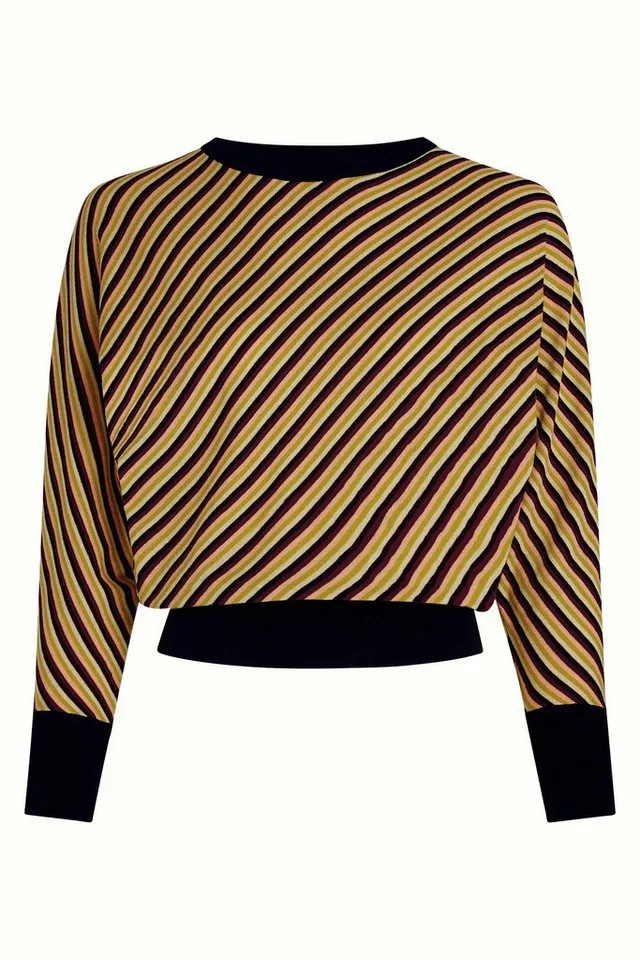 king louie king louie Strickpullover - Daria Top Blaze - Weicher Strickpullover mit Streifen aus Bio-Baumwo, Gelb, – Produktbild 1 von 4