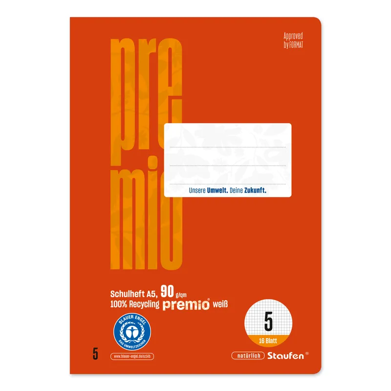 Staufen Staufen Schulheft "premio" DIN A5, 90 g/m², Lineatur 5 – Produktbild 1 von 3