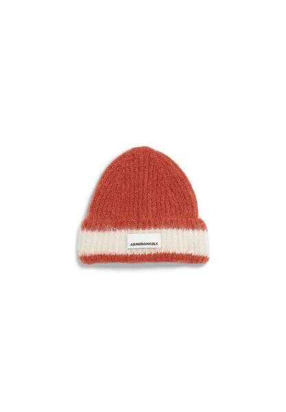 ARMEDANGELS ARMEDANGELS JUPILAA STRIPED UN-WASTED Unisex Mütze aus Alpaca Mix, Emergency red-oatmilk, – Produktbild 4 von 4