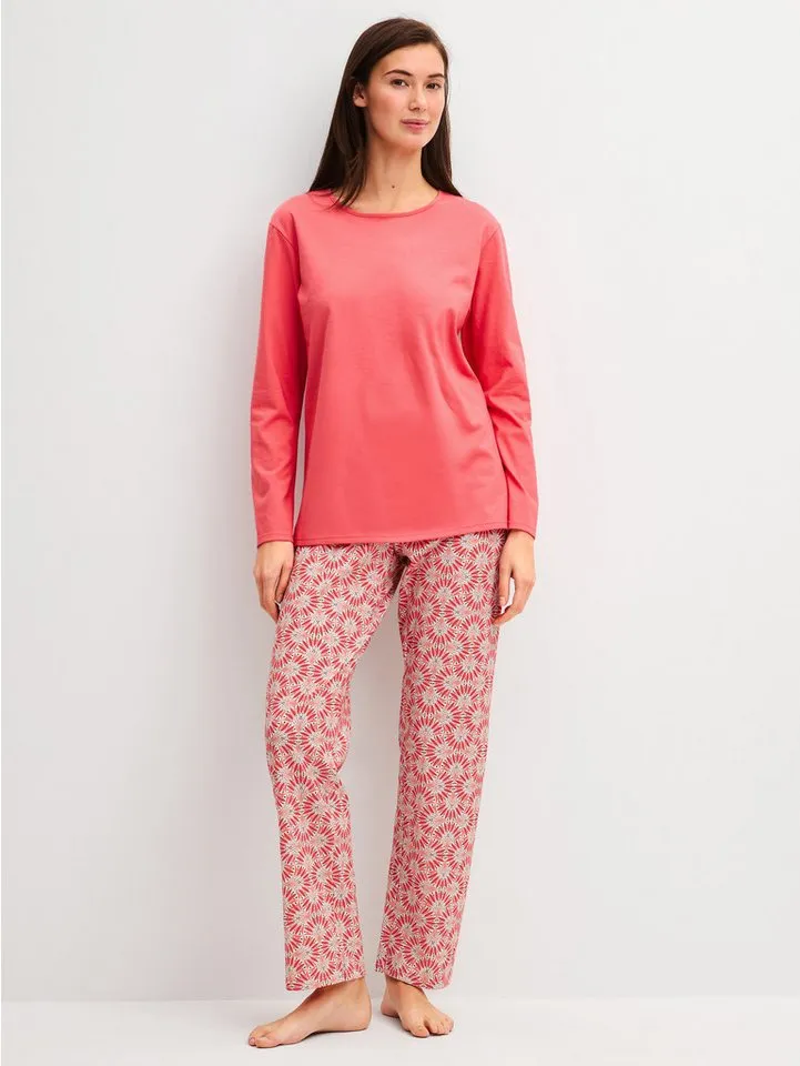 CALIDA CALIDA Pyjama Cotton Special Damen (2 tlg) lang, weich und komfortabel, Rot, – Produktbild 3 von 4